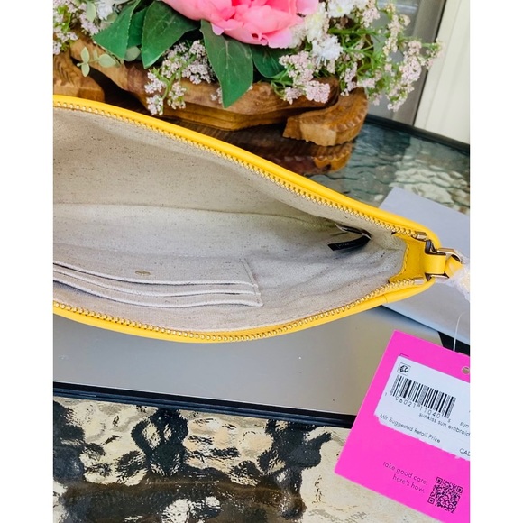 Kate Spade Sunkiss Embroidered Canvas Sun Pouch Wristlet NWT - Picture 8 of 11